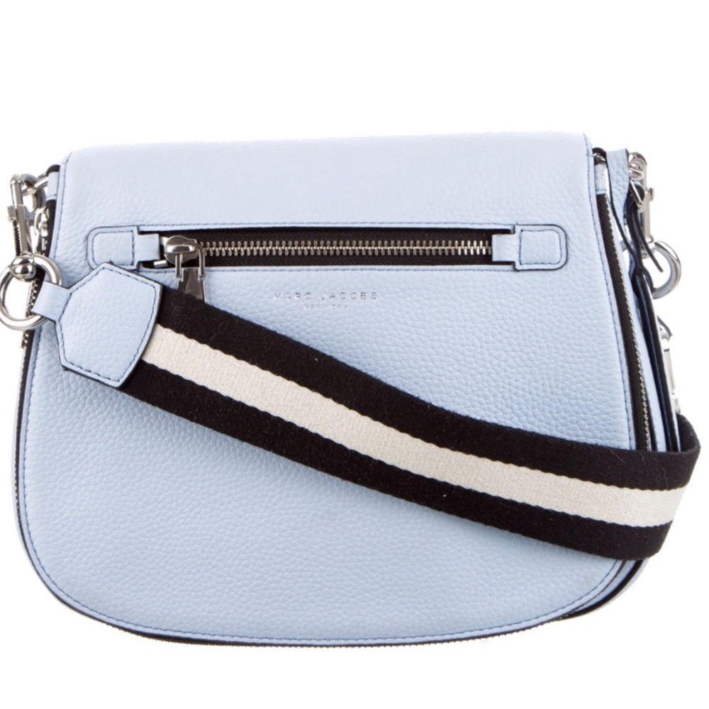 Sky Blue Pebbled Leather Marc Jacobs Gotham Saddle Bag